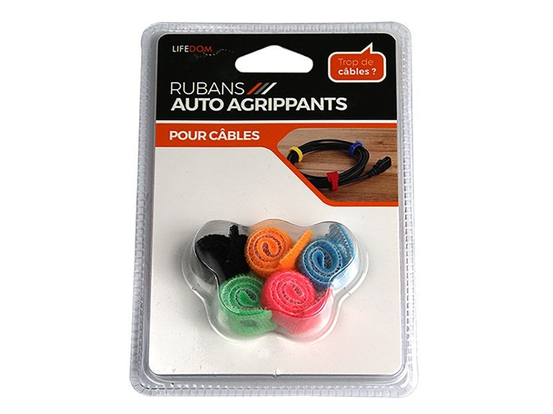 Lot de 5 rubans auto agrippants 12cm pour cordon ou câble Zenitech
