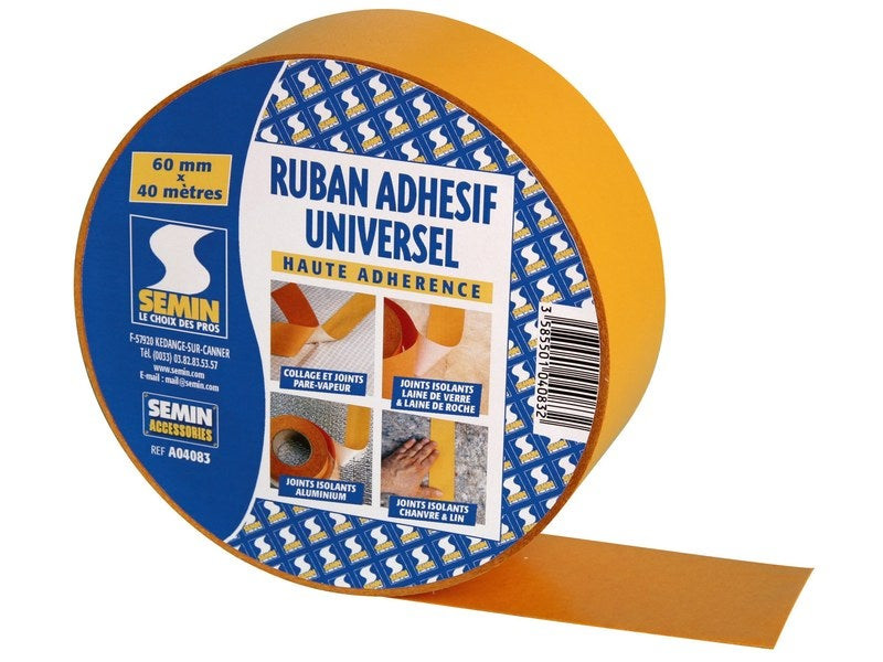 SEMIN Ruban adhesif universel haute adherence 60 mm x 40 Joint pare vapeur Etancheite a 'air Isolation laine de verre - vue 2