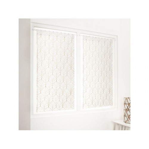 Paire de vitrages transparent Tamara blanc et dore l. 45 x H. 120 cm - Sans marque