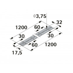 Charnière pour porte en bois, HETTICH, 32 x 1200 mm, noir - HETTICH