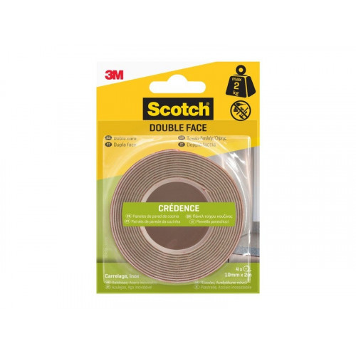 Ruban adhésif double face SCOTCH spécial crédence L.2 m x l.10 mm - SCOTCH