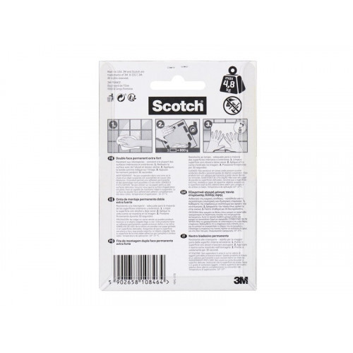 4 bandes auto-agrippantes blanc intérieur SCOTCH L.7.6 x l.19.0 mm - SCOTCH