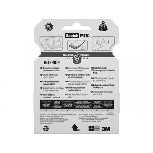 Double face intérieur 3m x 19mm Fix 3M blanc - SCOTCH