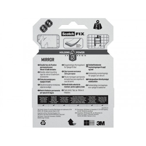 Double Face miroir 3m x 19mm Fix 3M blanc - SCOTCH