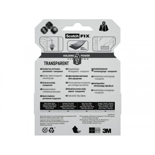 Double face transparent 3m x 19mm Fix 3M transparent - SCOTCH