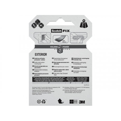 Double face extérieur 1,5m x 19mm Fix 3M gris - SCOTCH