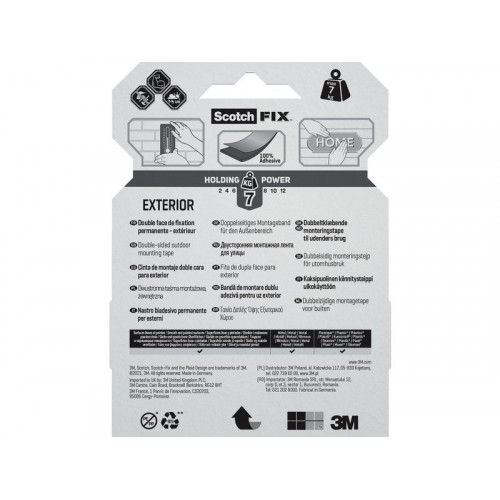 Double face extérieur 3m x 19mm Fix 3M gris - SCOTCH