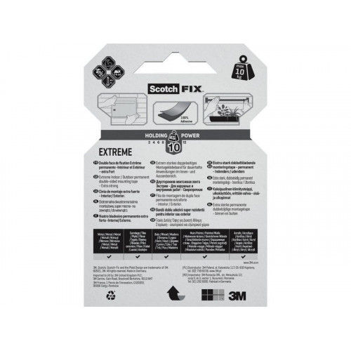 Double Face Extrême 1,5m x 19mm Fix 3M blanc - SCOTCH