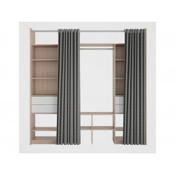 Kit dressing duo effet chêne avec rideau H.220 x l.163 à 220 x P.48 cm de marque Sans marque, référence: B8837500