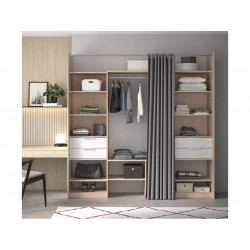 Kit dressing duo effet chêne avec rideau H.220 x l.163 à 220 x P.48 cm - Sans marque