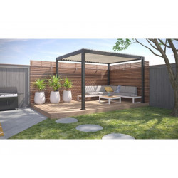 Pergola bioclimatique autoportante, Prima 4 x 3 m, aluminium, gris anthracite - Sans marque