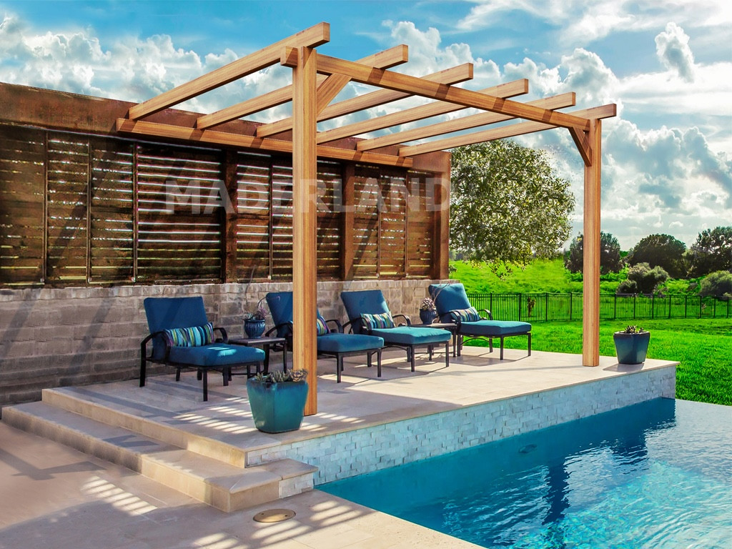 Pergola bois adossée LE MANS 400x400 cm livraison dans 10 jours - vue 2