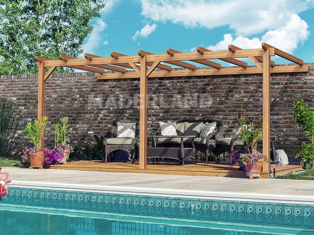 Pergola bois adossée VERSAILLES 600x300 cm très résistant lamellé collé - vue 2