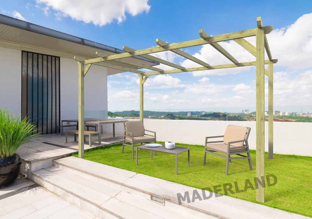 Pergola bois TOURS 600x420 cm traité résistance élevée - vue 2