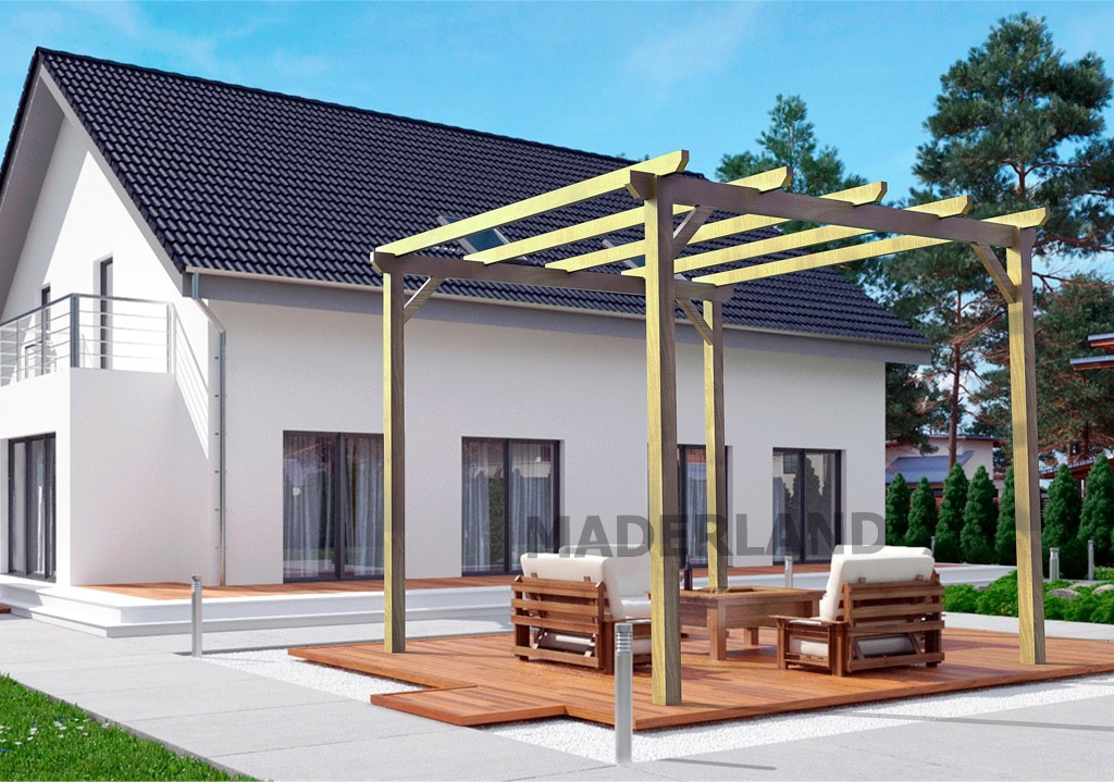 Pergola bois LE HAVRE 600x420 cm traité résistance élevée - vue 2