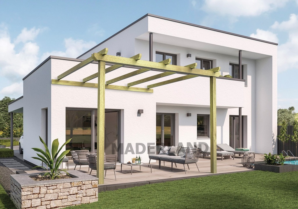 Pérgola Adosada a pared Madera - vue 3