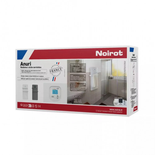 Radiateur sèche-serviettes - ANURI - Rx aluminium et soufflerie - 1200W - 36,6x74,1x17,4 cm - programmable - détection fenêtre - - Noirot