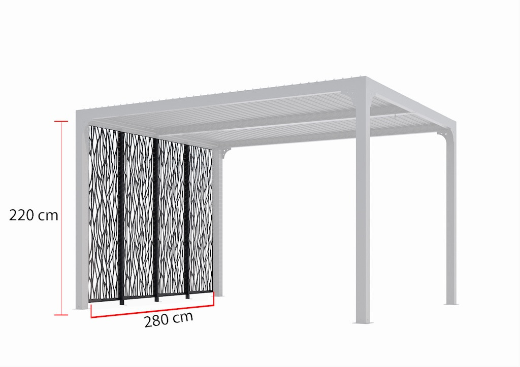 4 panneaux moucharabieh en acier haute performance finition époxy pour côté 3 pour pergola bioclimatique PER 3630 BI et PER 2430 BI - vue 5