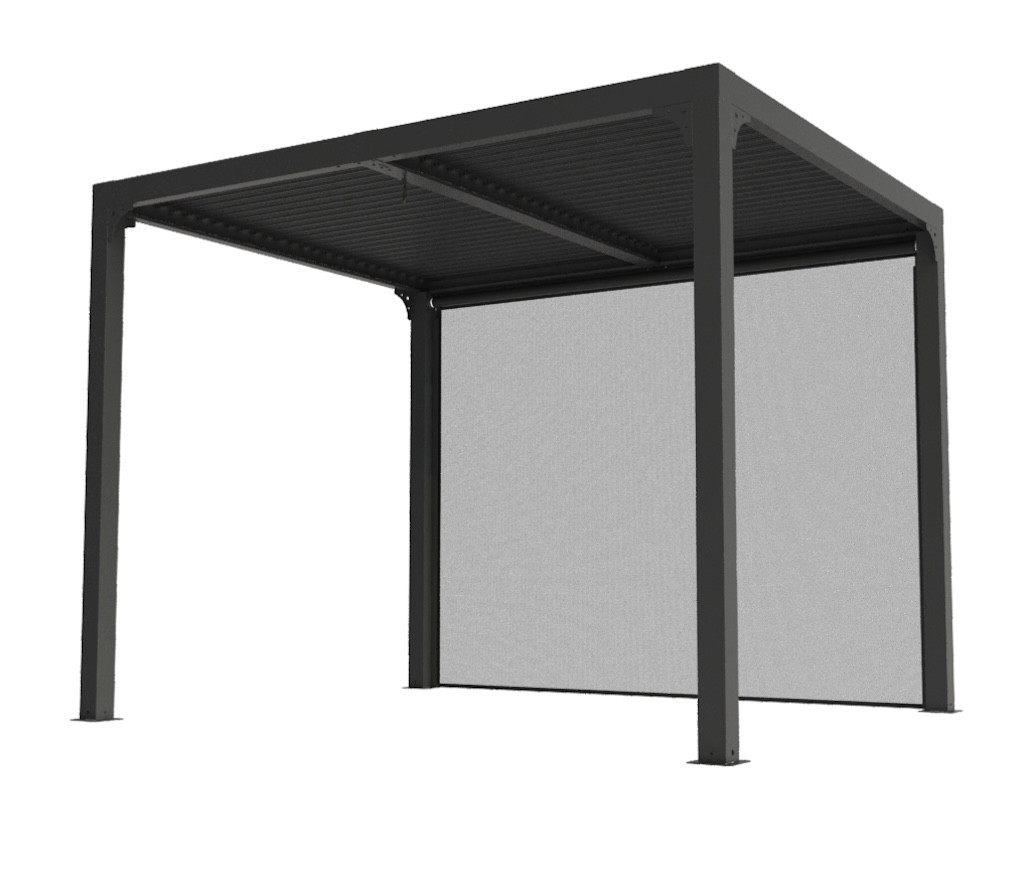 Pergola bioclimatique autoportante Habrita aluminium 3 x 2 4 + rideau manuel 3 - vue 2