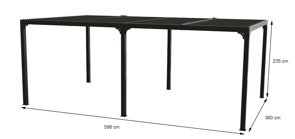 Pergola bioclimatique autoportante manuelle aluminium Habrita PER3660BI 3 60 x 5 98 - vue 2