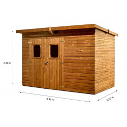 Abri de jardin Theora bois thermochauffé 3,30 x 2,20 m - panneaux 19 mm - 7,40 m² de marque HABRITA, référence: J4611100