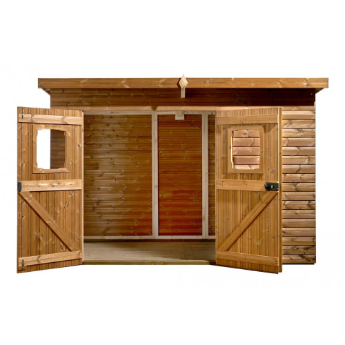 Abri de jardin Theora bois thermochauffé 3,30 x 2,20 m - panneaux 19 mm - 7,40 m² - HABRITA