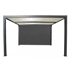Pergola bioclimatique autoportante - Aluminium thermolaqué - Lames orientables - Rideau latéral - Coloris écru - 10,80 m² de marque HABRITA, référence: J8944600