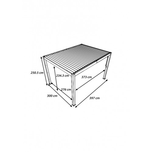 Pergola bioclimatique autoportante - Aluminium thermolaqué - Lames double paroi orientables - 11,90 m² - HABRITA