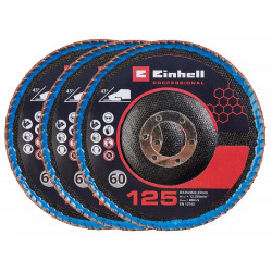 Jeu de 3 disques à lamelles - Ø125mm - grain P60 - céramique auto-affûtante de marque EINHELL , référence: B8951000