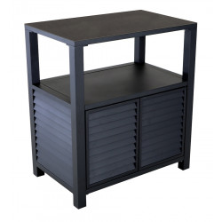Buffet haut 2 portes persiennes - Aluminium - Céramique 6mm - Graphite/Graphite - Ouverture par pression et aimant de marque PROLOISIRS, référence: J8954300