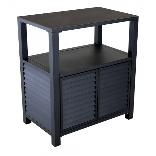 Buffet haut 2 portes persiennes - Aluminium - Céramique 6mm - Graphite/Graphite - Ouverture par pression et aimant - PROLOISIRS