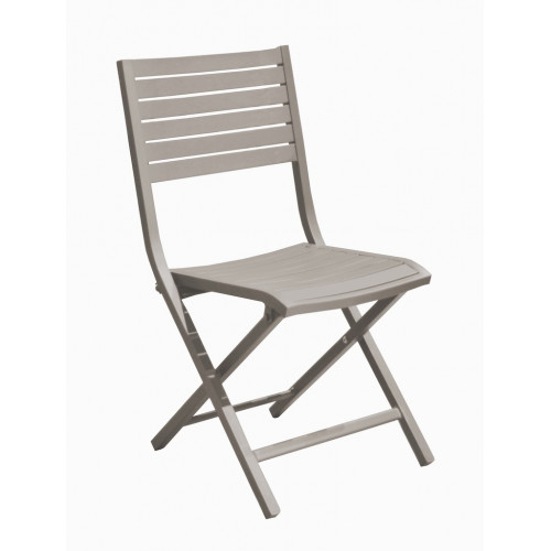 Chaise pliante - LUCCA - Aluminium époxy - Lattes crème - PROLOISIRS