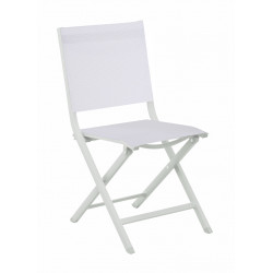Chaise pliante - THEMA - Aluminium époxy - Toile TPEP chiné blanc de marque PROLOISIRS, référence: J8955600