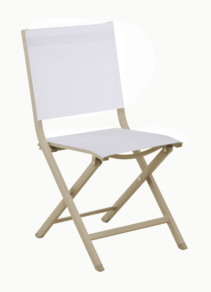 Chaise pliante THEMA Aluminium époxy sand Toile TPEP chiné