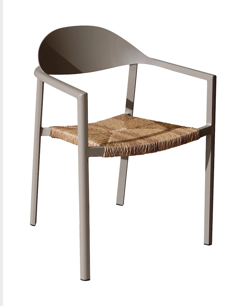 Fauteuil empilable BAGE Aluminium époxy sand Assise wicker