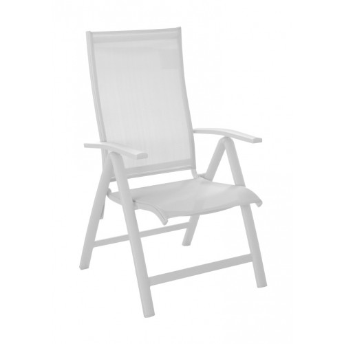 Fauteuil multiposition - ELEGANCE - Aluminium - Toile TPEP blanc - Pliant - PROLOISIRS
