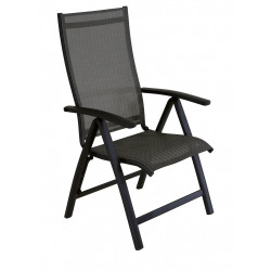 Fauteuil multiposition - ELEGANCE - Aluminium - Toile TPEP graphite/chevron - Pliant de marque PROLOISIRS, référence: J8959000