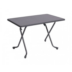Guéridon pliant - COLA - Acier époxy gris - Plateau mélamine hydro bois - 110 x 70 cm de marque PROLOISIRS, référence: J8959600