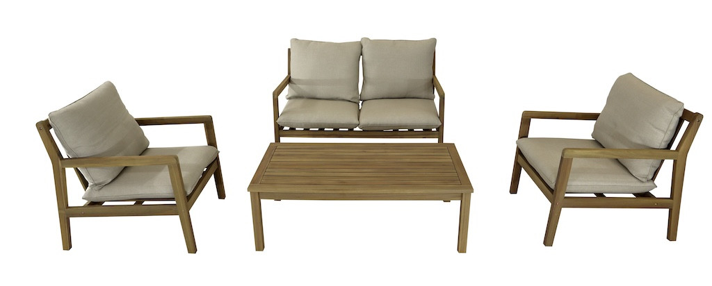 PROLOISIRS Salon bas PAYA Acacia 100% 2 fauteuils + 1 canapé + 1 table basse - vue 2