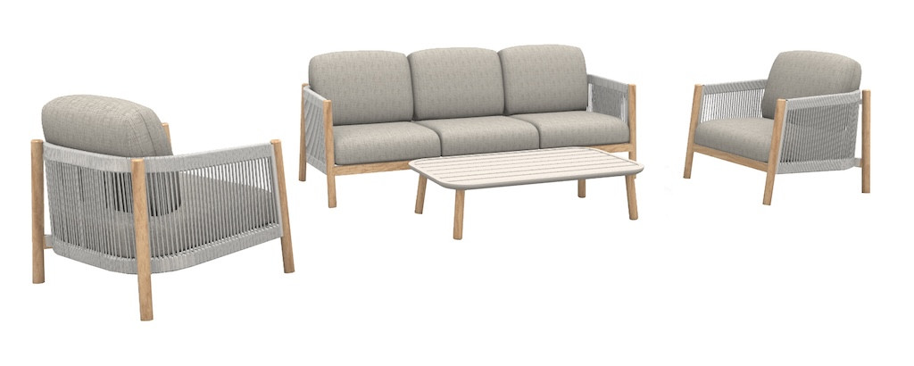 PROLOISIRS Set 4 pièces DERIVEUR Aluminium époxy Rope Heat 1 canapé + 2 fauteuils + 1 table basse - vue 2