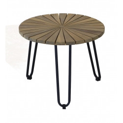 Table basse - COFFEE - Acacia FSC 100% - Pied en acier noir - 50 x 44 cm de marque PROLOISIRS, référence: J8965600