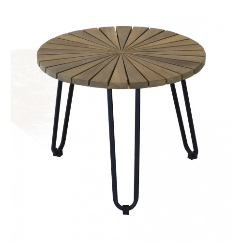 Table basse - COFFEE - Acacia FSC 100% - Pied en acier noir - 50 x 44 cm - PROLOISIRS