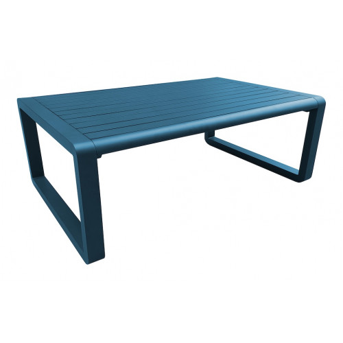 Table basse - TONIO - Aluminium époxy - Lattes - Bleu - 120x80 - PROLOISIRS