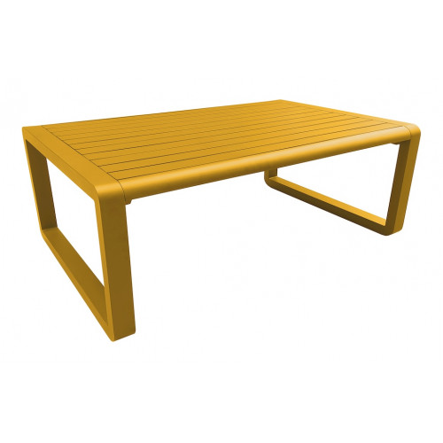 Table basse - TONIO - Aluminium époxy - Lattes - Miel - 120x80 - PROLOISIRS