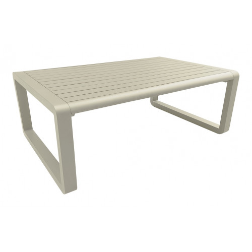 Table basse - TONIO - Aluminium époxy - Lattes - Sauge - 120x80 - PROLOISIRS