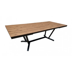 Table extensible - ELENA - Aluminium époxy graphite - Plateau lames fibre stone bois structure - 180/240 x 108 cm de marque PROLOISIRS, référence: J8967800
