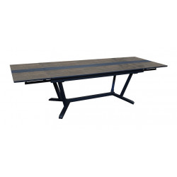 Table extensible - GALLEO - Aluminium époxy graphite - Plateau HPL moka 6 mm - 150/200/250 x 90 cm de marque PROLOISIRS, référence: J8968200