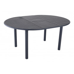 Table extensible - GENES - Aluminium époxy graphite - Plateau à lattes - 120/160 x 120 cm de marque PROLOISIRS, référence: J8968500
