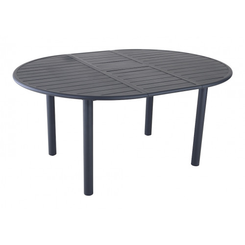 Table extensible - GENES - Aluminium époxy graphite - Plateau à lattes - 120/160 x 120 cm - PROLOISIRS