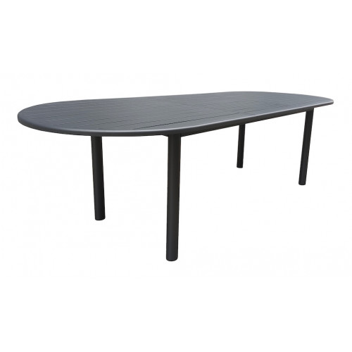 Table extensible - GENES - Aluminium époxy graphite - Plateau à lattes - 200/260 x 100 cm - PROLOISIRS